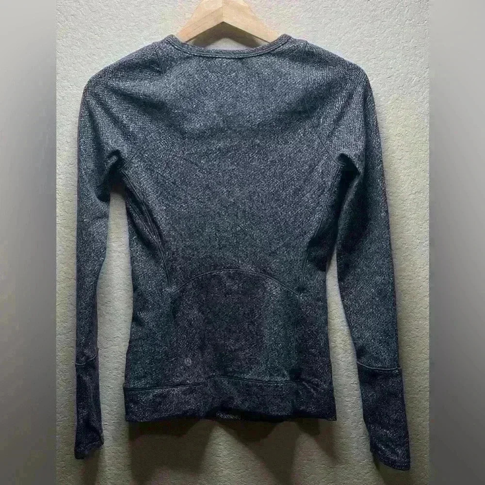 Lululemon Cypress Kiss Long Sleeve Fusion Jacquard Black Violet Viola Size 4 - Picture 4 of 8